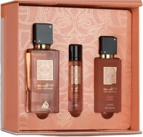 Lattafa Ana Abiyedh Coral EdP 60ml + EdP 12ml + Hair Mist 50ml Duftset