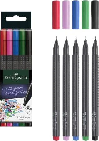 Faber-Castell Grip Finepen basic sortiert, 5er-Set