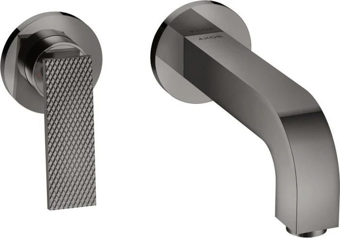Hansgrohe Axor Citterio 2-Loch Waschbeckenarmatur mit Hebelgriffen Rosetten und Rautenschliff 220mm polished black chrome