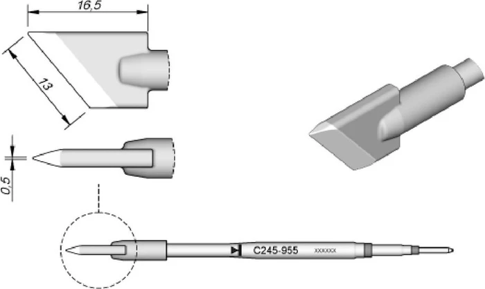 JBC C245955 Dauerlötspitze, Messer, 6mm, 1 Stück