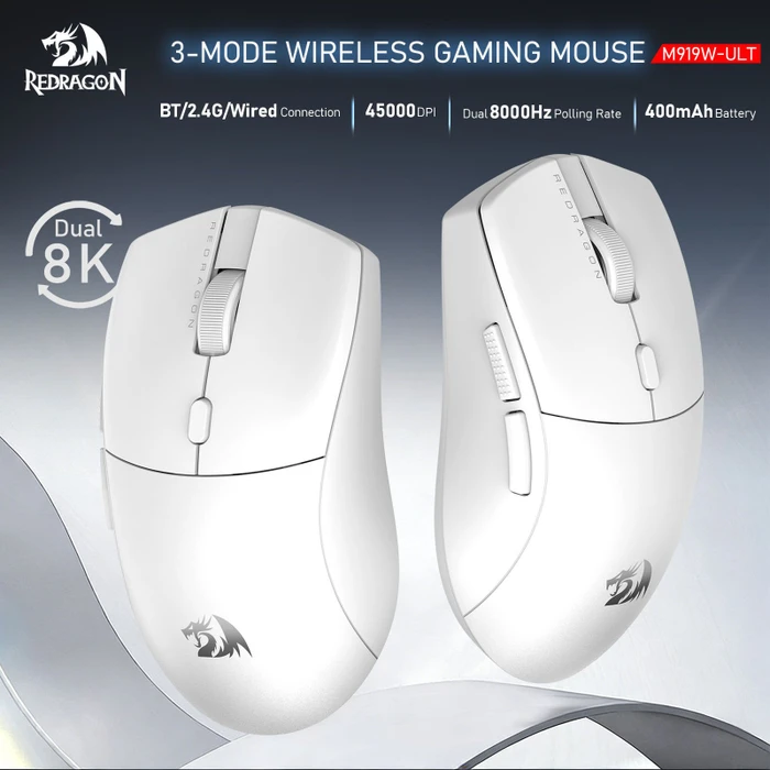 Redragon M919 SPARDA Ultra 8K Wireless Gaming Mouse weiß, USB/Bluetooth