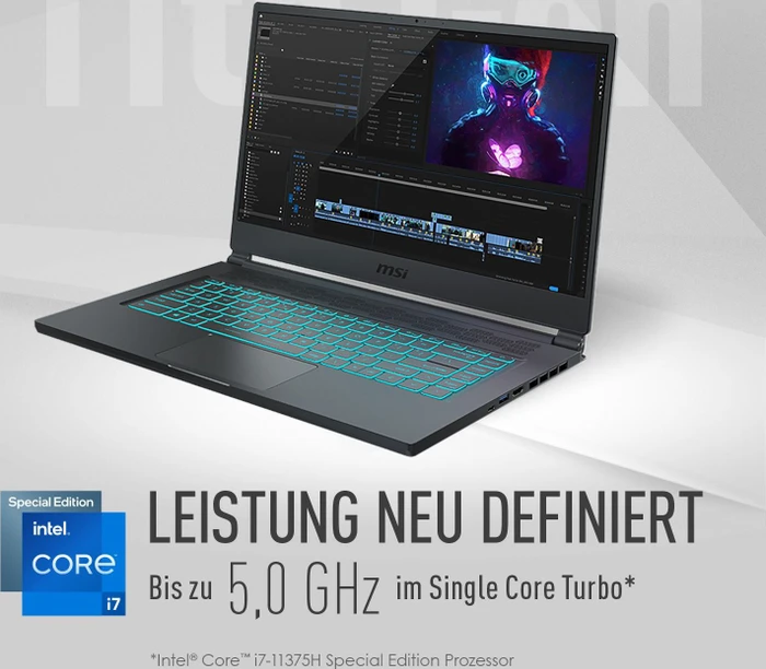 MSI Stealth 15M A11UEK-034, Carbon Gray, Core i7-11375H, 16GB RAM, 512GB SSD, GeForce RTX 3060, DE