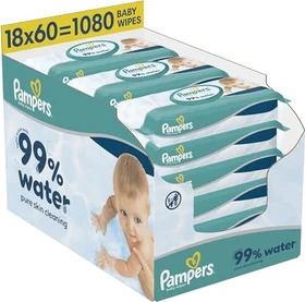 Pampers 99% Water Feuchttücher, 1080 Stück (18x 60 Stück)