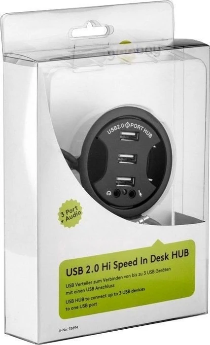 Wentronic Goobay Audio Einbau USB-Hub, 3x USB-A 2.0, USB-A 2.0 [Stecker]