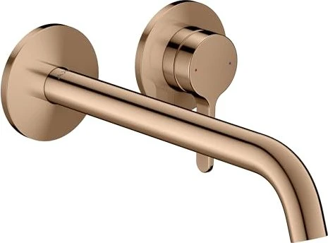 Hansgrohe Axor One 2-Loch Waschbeckenarmatur für Wandmontage mit Hebelgriffen und Auslauf 220mm polished red gold