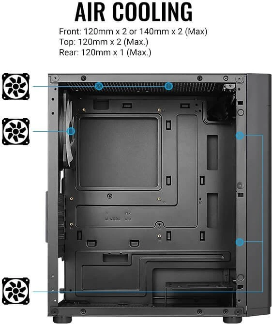 AeroCool Hexform, inkl. 3x Lüfter, Lüfter LED RGB, Glasfenster