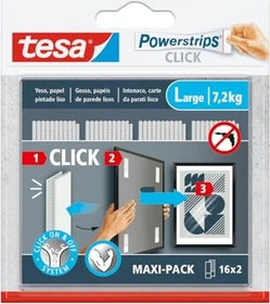 tesa Powerstrips Clips Large Tapete/Putz weiß, Klebenagel