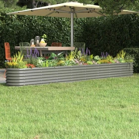 vidaXL Stahl Hochbeet oval 322x40cm grau