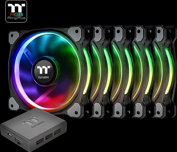 Thermaltake Riing Plus 14 LED RGB TT Premium Edition, LED-Steuerung, Lüftersteuerung, 140mm, 5er-Pack