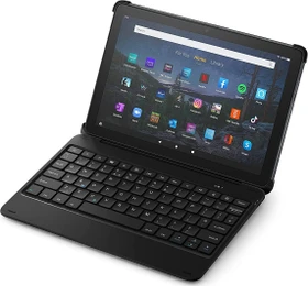 Amazon Fire HD 10 KFTRWI 2021, ohne Werbung, rosa, 64GB, UK, mit Bluetooth Tastatur