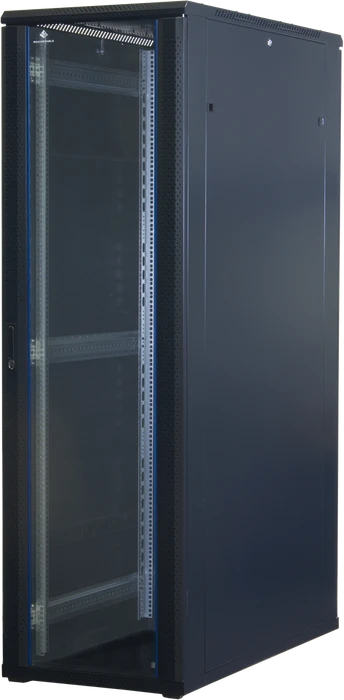 Rockstable 19" Serverschrank 42HE, Sicherheitsglastür, IP2X, schwarz, 1200mm tief