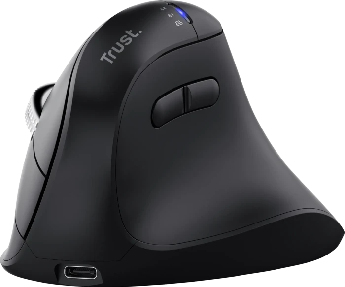 Trust Vyran Ergonomic Vertical Multi-Wireless Hyperscroll Mouse schwarz, USB/Bluetooth