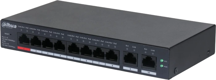 Dahua CS40 Desktop Gigabit Smart Switch, 10x RJ-45, 110W PoE++