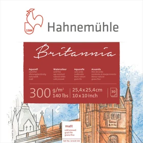 Hahnemühle Britannia Aquarell Quattro Zeichenpapier matt, 254x254mm, 30 Blatt