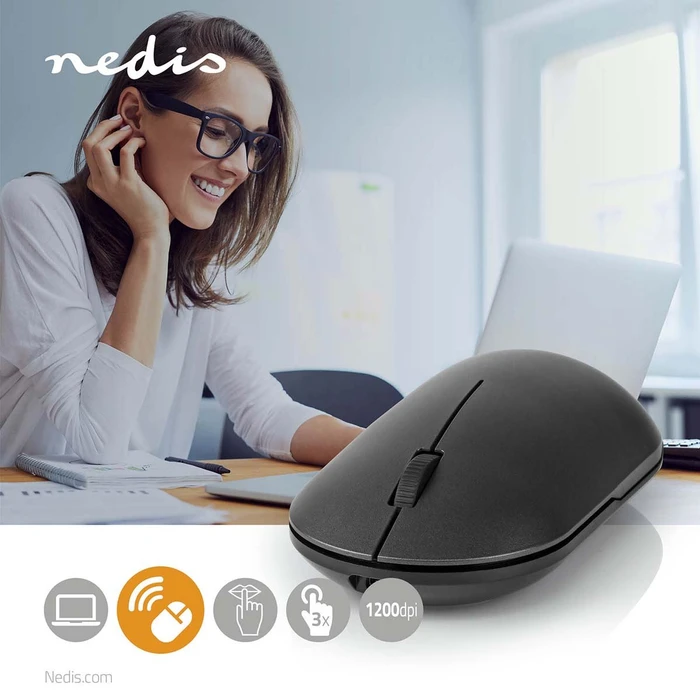 Nedis Silent Wireless Mouse, schwarz, USB