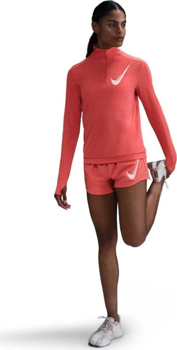 Nike Swoosh Dri-FIT 1/2-Zip Laufshirt langarm magic ember (Damen)