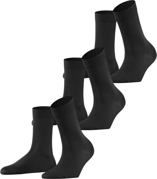 Falke Cotton Touch Socken schwarz, 3 Paare (Damen)