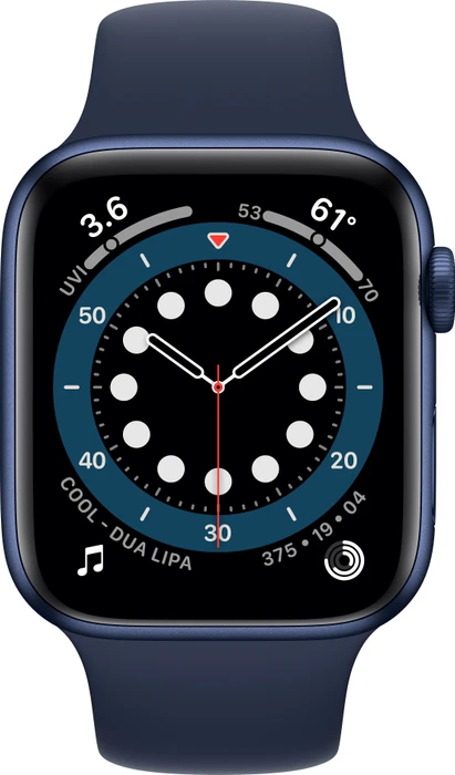 Apple Watch Series 6 (GPS + Cellular) 44mm Aluminium blau mit Sportarmband dunkelmarine