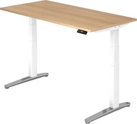 Hammerbacher Ergonomic Aktiv XBHM16 elektrisch höhenverstellbarer Sitz-Steh-Schreibtisch 160x80cm Eiche/weiß
