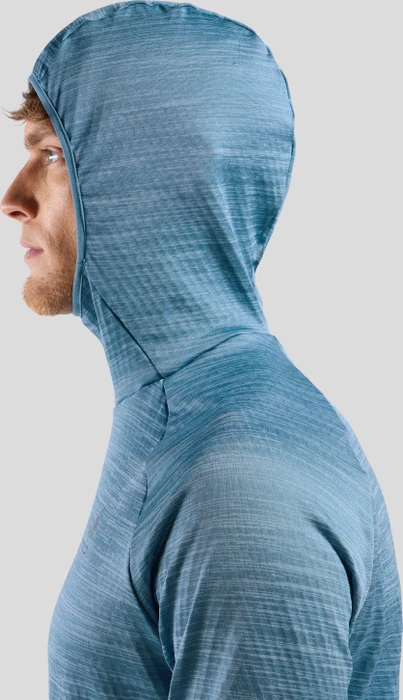 Odlo Run Easy Mid Layer Hoodie Laufshirt langarm provincial blue melange (Herren)