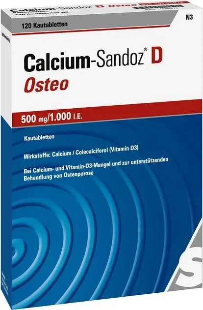 Hexal Calcium Sandoz D Osteo 500mg/1.000 I.E Kautabletten, 120 Stück