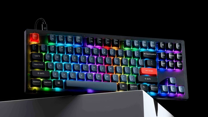 Keychron V3 TKL Knob, 80%, LEDs RGB, hot-swap, Frosted Black, Keychron K Pro RED, USB, DE