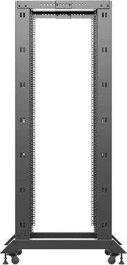 Lanberg Open Rack Series 19" Open Frame Rack 32HE, 4-Pfosten, mit Rollen, Flat Pack, tiefenverstellbar, 430-590mm, RAL 9004, 800mm tief