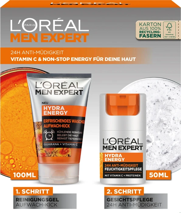 L'Oréal Men Expert Hydra Energy Reinigung 100ml + Creme 50ml Geschenkset