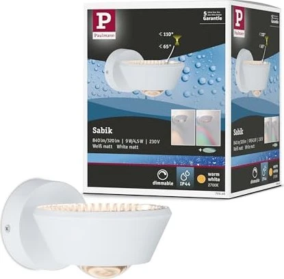 Paulmann Sabik Wandleuchte 9W 2700K weiß