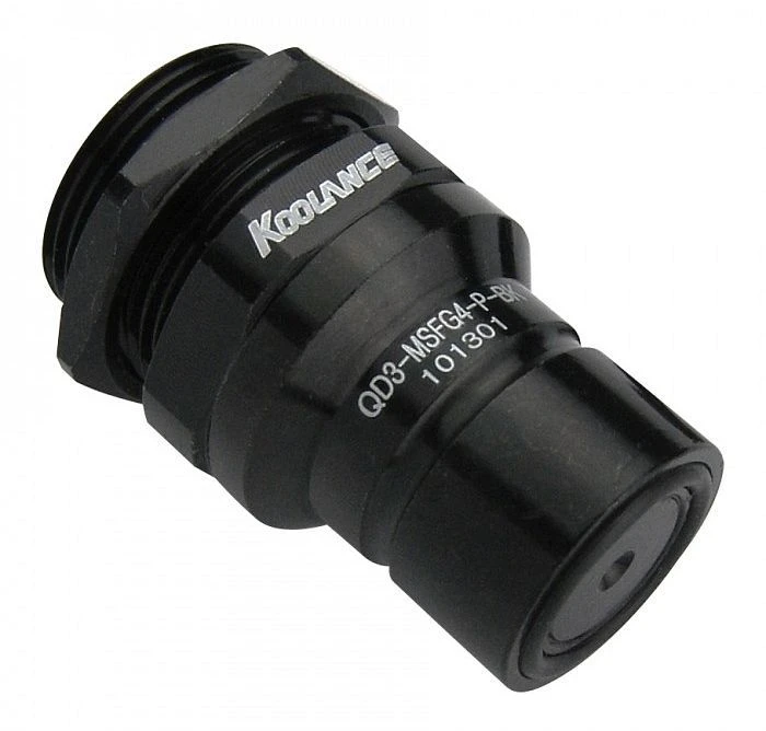 Koolance QD3 No-Spill Schnellverschluss gerade male schwarz, G1/4"