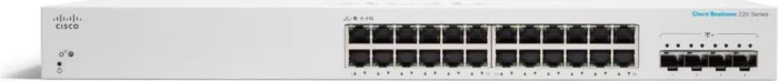 Cisco Business 220 Rackmount Gigabit Smart Switch, 24x RJ-45, 4x SFP+