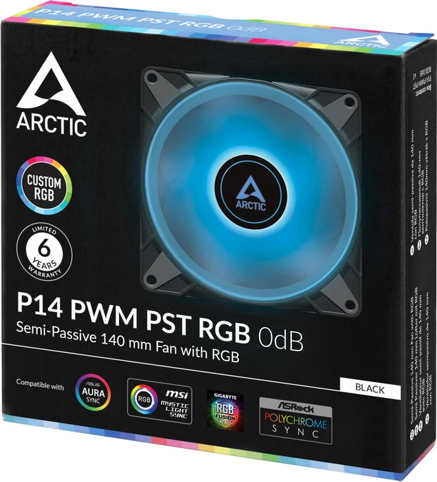 ARCTIC P14 PWM PST RGB 0dB schwarz, 140mm
