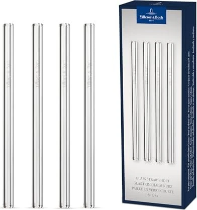 Villeroy & Boch Purismo Glasstrohhalm kurz, 4-tlg. inkl Reinigungsbürste