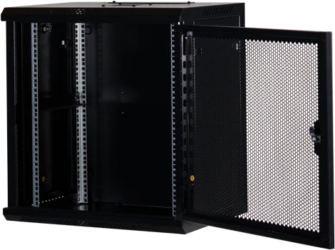 Rockstable 19" Wandschrank 12HE, Gitternetztür, IP2X, schwarz, 440mm tief