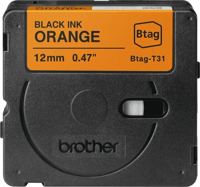 Brother Btag-T31 Beschriftungsband, 12mm, schwarz/orange