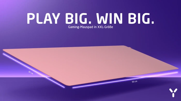 ISY IMP-3500 Gaming Mauspad XXL, 900x360mm, koralle