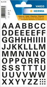 Herma Buchstabenetiketten A-Z, 6x10mm, wetterfest, schwarz, 10er-Pack (740 Etiketten)