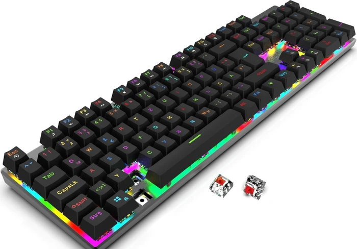 Inca IKG-443 Empousa Mechanical Gaming Tastatur, schwarz, LEDs RGB, RED Switches, USB, DE