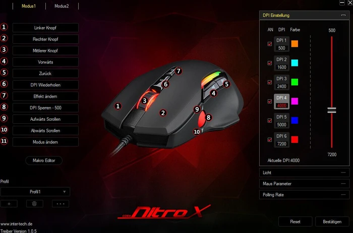 Inter-Tech Nitrox GT-200 RGB Gaming Maus schwarz, USB