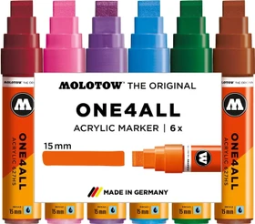 Molotow ONE4ALL 627HS 15mm Acrylmarker Basic-Set 2 sortiert, 6er-Set, Etui