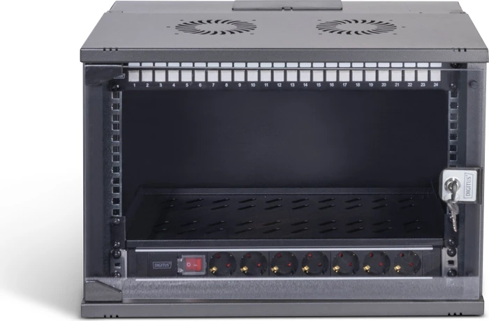 Digitus Professional SoHo Pro Line 19" Wandgehäuse SET 7HE, unmontiert, Sicherheitsglastür, IP20, RAL 9005, 400mm tief