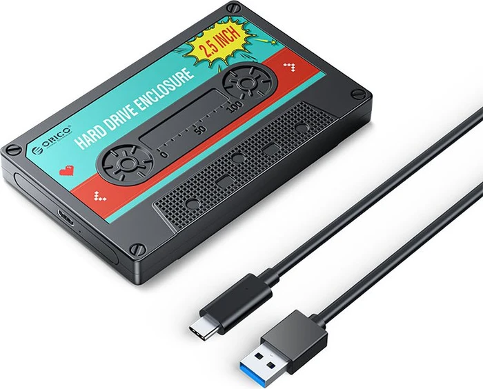 Orico Tape Style HDD Enclosure, Retro-Band, V1, schwarz, 2.5", USB-C 3.0