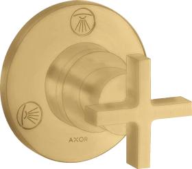 Hansgrohe Axor Citterio Ab- und Umstellventil Trio/ Quattro Unterputz mit Kreuzgriff brushed gold optic