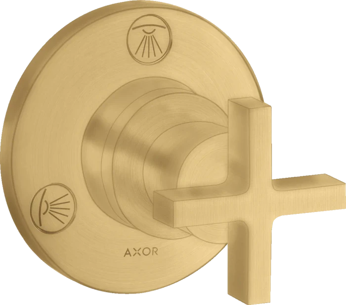 Hansgrohe Axor Citterio Ab- und Umstellventil Trio/ Quattro Unterputz mit Kreuzgriff brushed gold optic