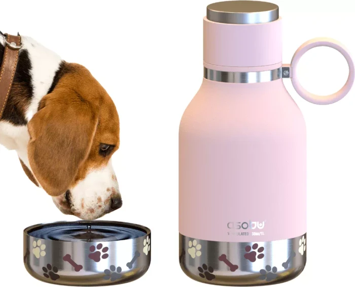 Asobu Futter- und Wasserbehälter inkl. Reisenapf, 975ml, rosa