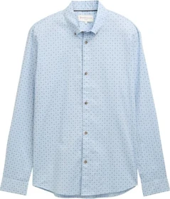 Tom Tailor Fitted Muster Hemd langarm light blue navy/minimal design (Herren)