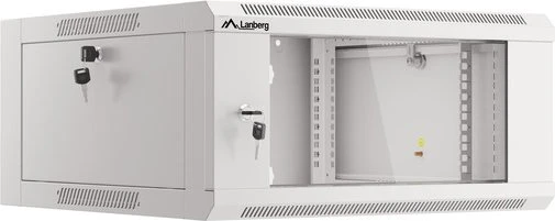 Lanberg WFFA Series 19" Rack Wandschrank 4HE, hängend, Flatpack, Glastür, IP20, RAL 7035, 600mm tief