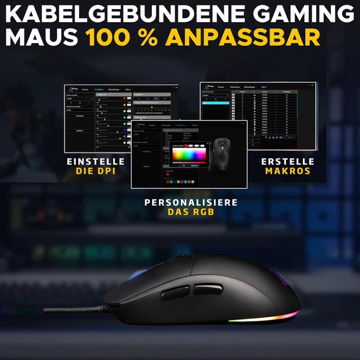 The G-Lab Kult Cobalt Gaming Mouse, schwarz, USB