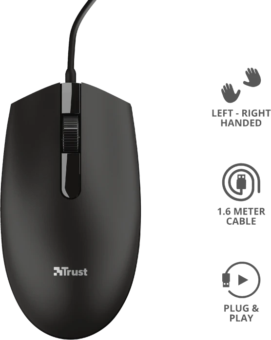 Trust Basi Wired Mouse schwarz, USB