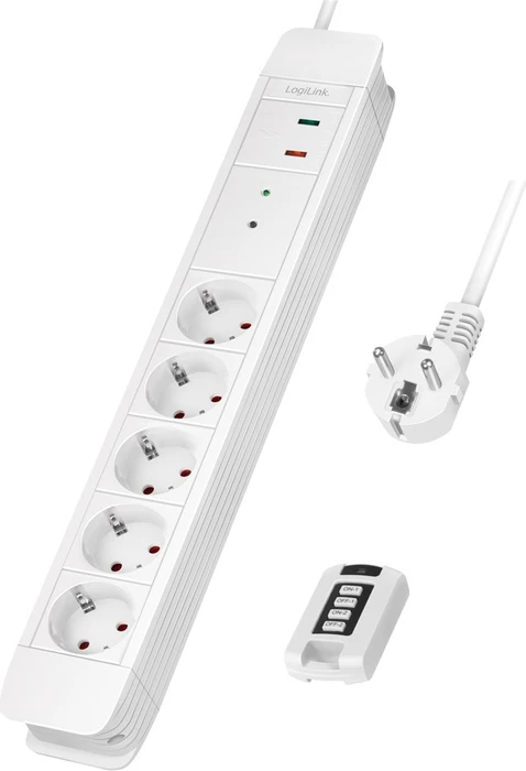 LogiLink Steckdosenleiste 5-fach mit Fernbedienung, 3680W, Funksteckdose